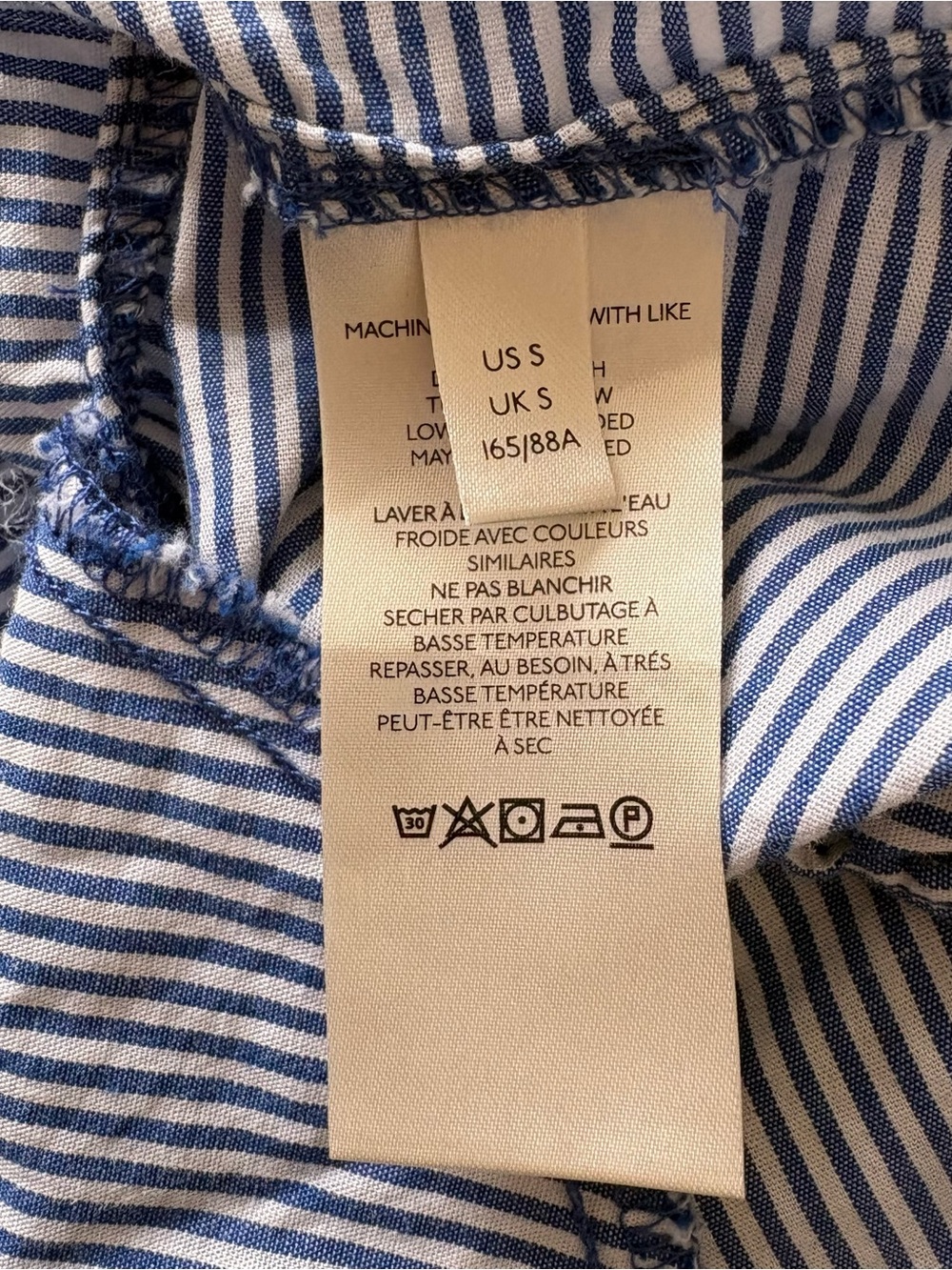 FREE PEOPLE All For You Blue Striped Cotton Button Down Mini Shirt Dress Size S - Picture 9 of 12